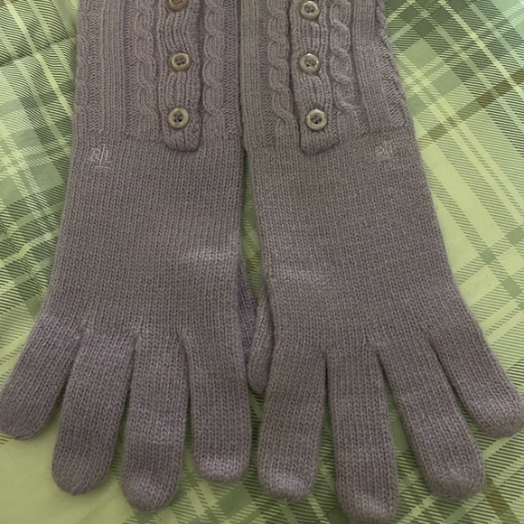 NWOT-Ralph Lauren lavender/purple matching SCARF & GLOVE Set - Picture 2 of 7